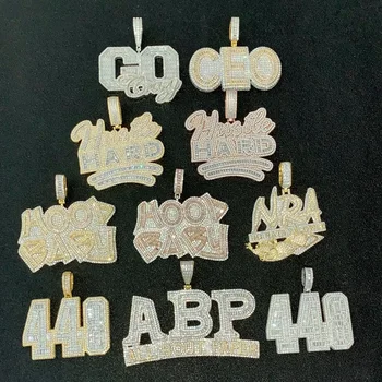 Высококачественная Коллекция Мужских Подвесок в стиле Хип-Хоп Различного Дизайна, Полностью Вымощенная 5A CZ Iced Out Bling, Двухцветное Золотое Ожерелье в стиле Рок-Панк