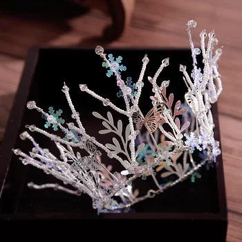 Мини-модная корона с бабочкой ручной работы для невесты детские аксессуары для волос из хрустальных бусин аксессуары для свадебной фотографии стиль sweet