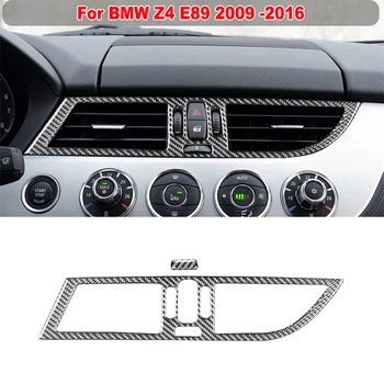 Наклейка с отделкой центральной Воздуховыпускной панели из настоящего углеродного волокна для BMW Z4 E89 2009 -2016, Аксессуары для салона автомобиля